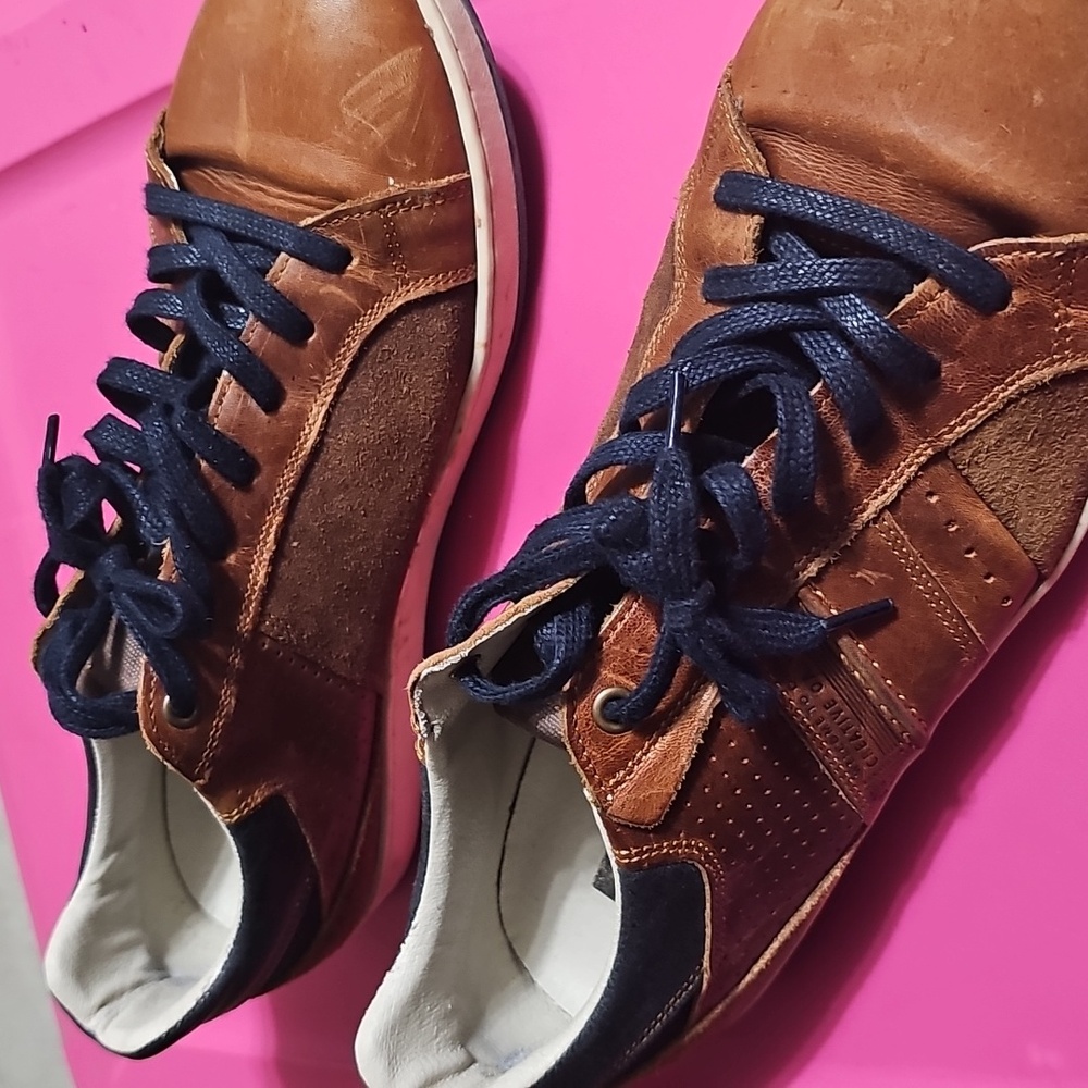 Bull Boxer Men's Brown Leather Sneakers with Navy Laces - Picture 2 of 4